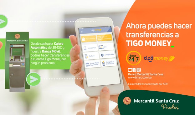 Banco Mercantil brinda servicios de Tigo Money en sus cajeros